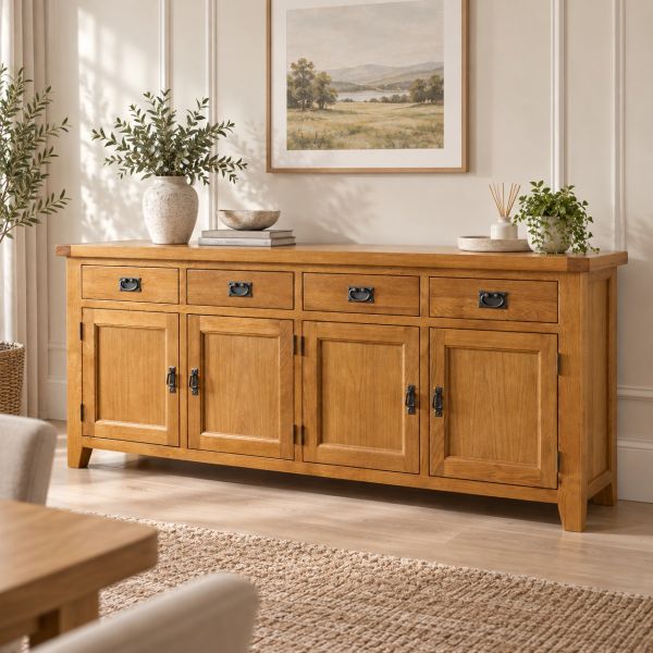 Large 200cm Country Oak Sideboard