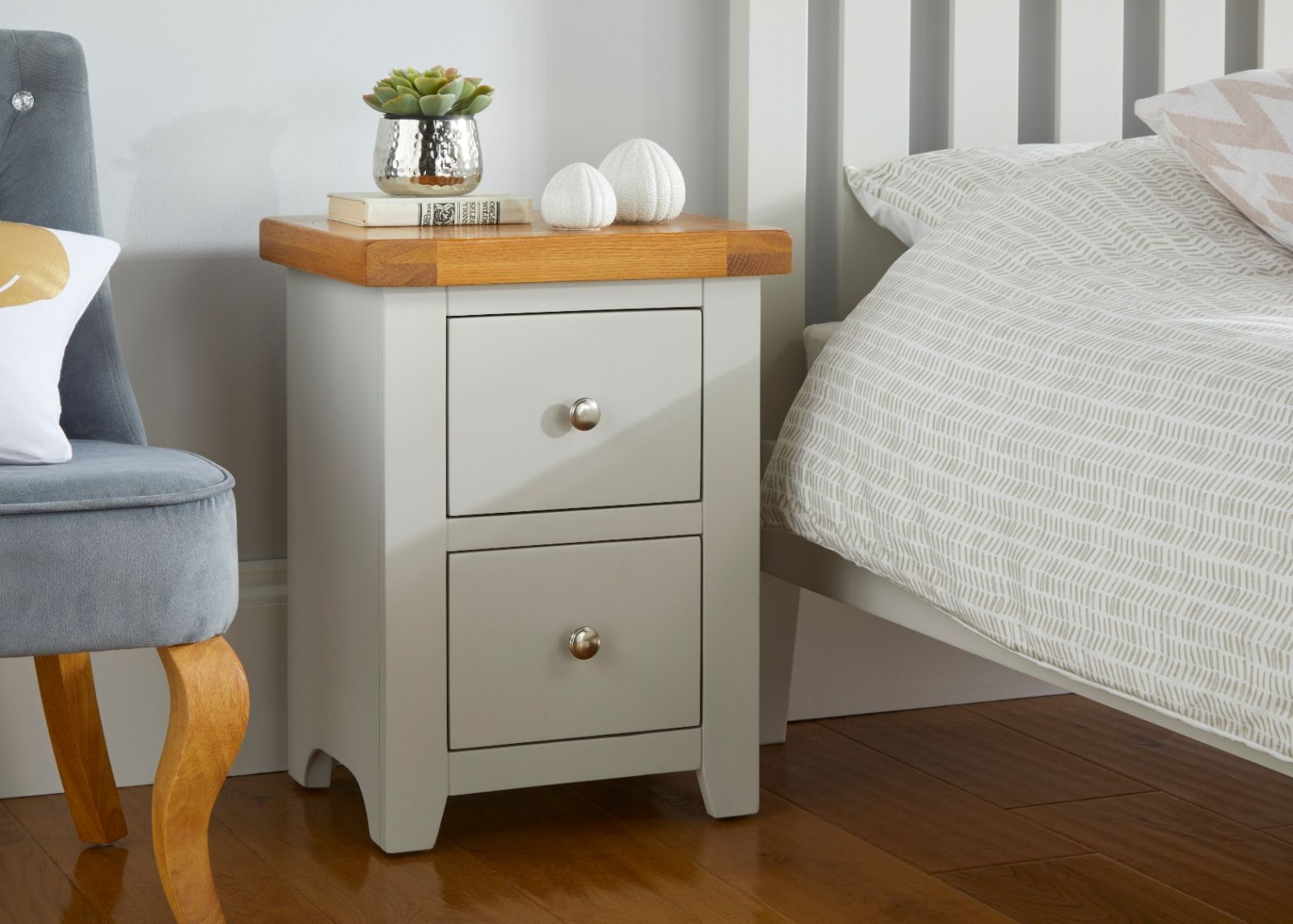 Cheshire Grey Painted Bedside Table 2 Drawers - £40 OFF SUMMER SALE Cheshire Grey Painted Bedside Table 2 Drawers - £40 OFF SUMMER SALE