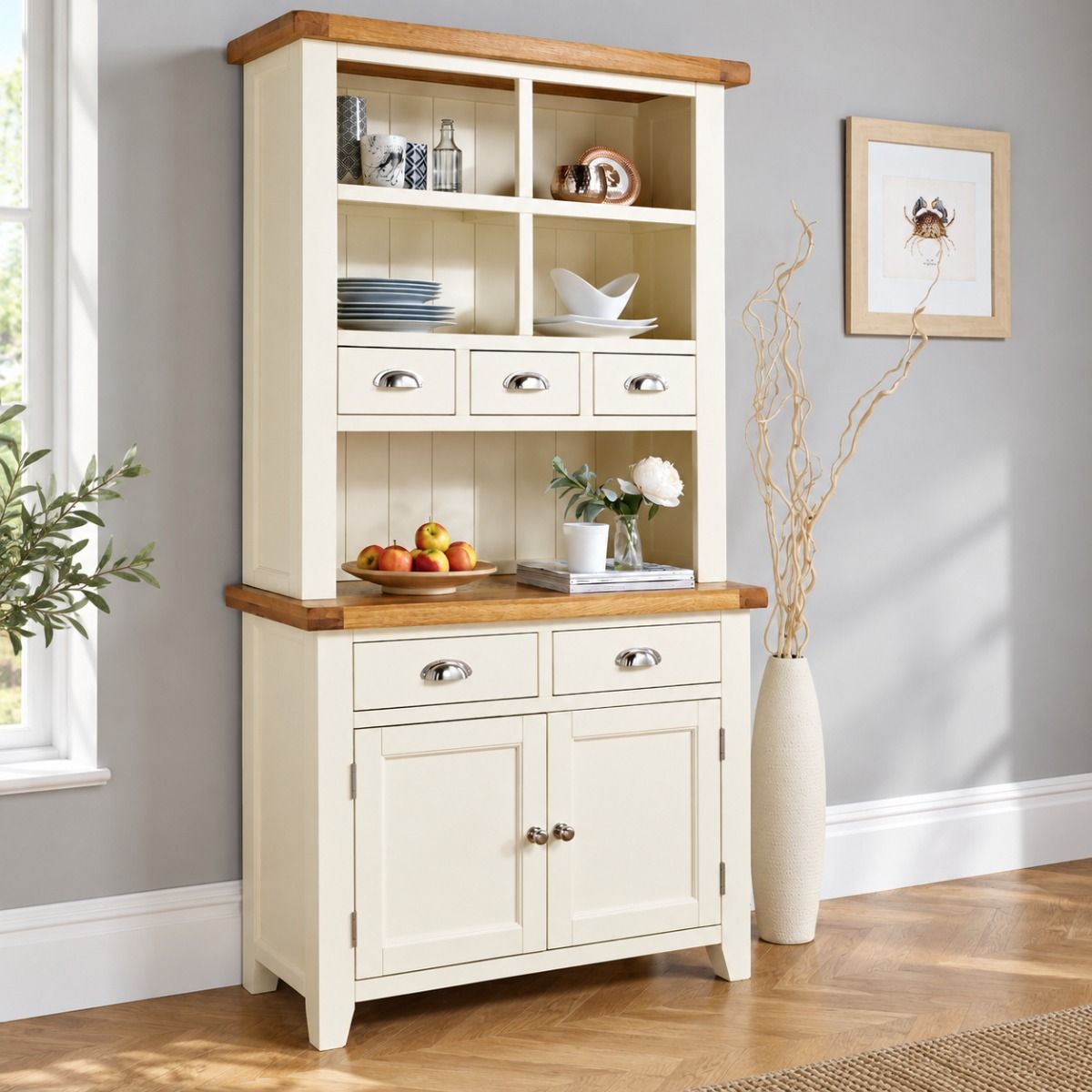 Country Cottage Cream Painted 100cm Buffet & Hutch Unit - AUTUMN SALE Country Cottage Cream Painted 100cm Buffet & Hutch Unit - AUTUMN SALE