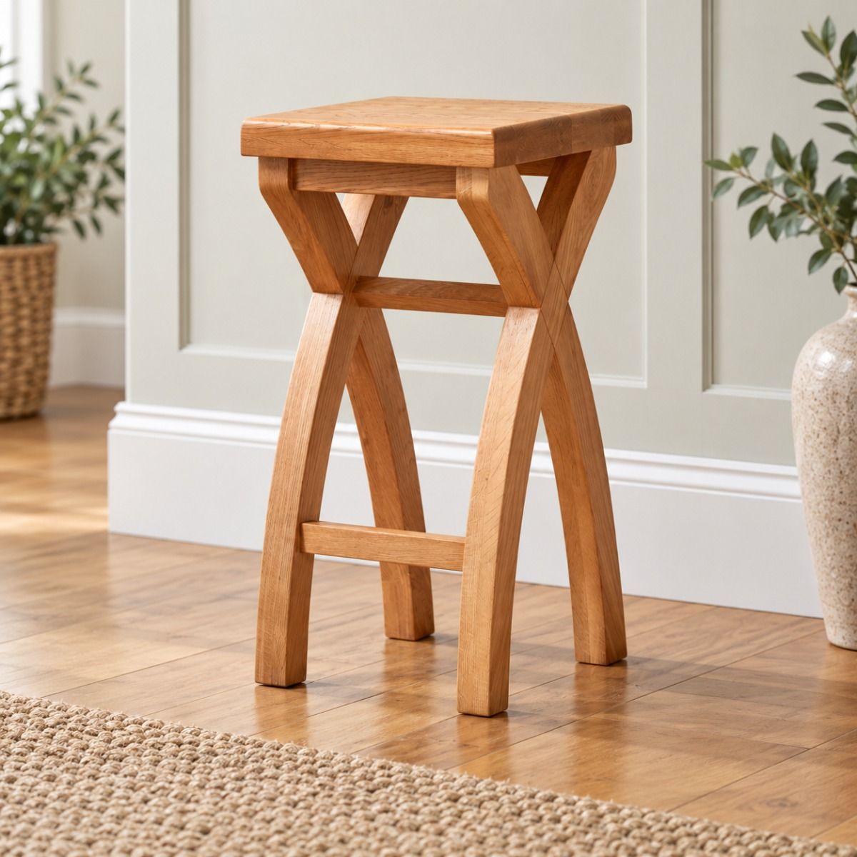 Country Oak Cross Leg Solid Oak Kitchen Stool - 10% Off Discount Code SAVE Country Oak Cross Leg Solid Oak Kitchen Stool - 10% Off Discount Code SAVE