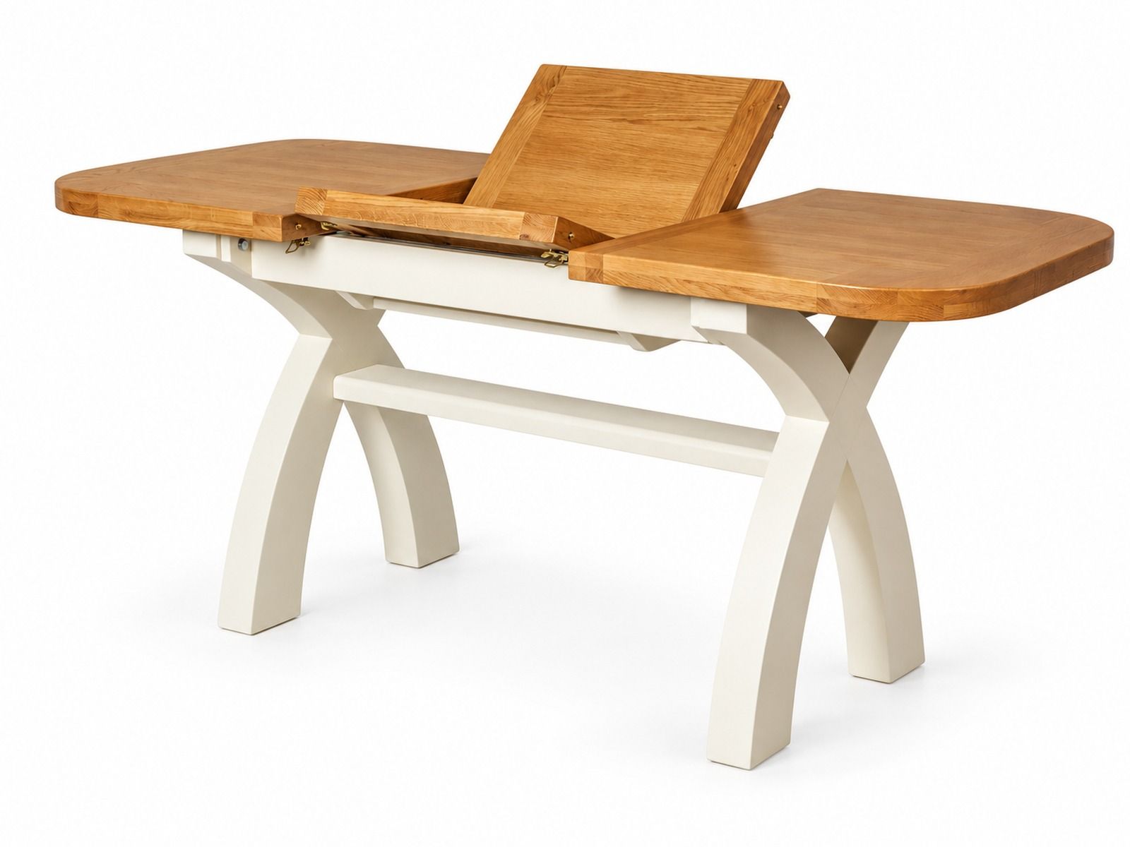 Country Oak Cream Painted 130cm-180cm Cross Leg Extending Dining Table - £50 OFF AUTUMN SALE Country Oak Cream Painted 130cm-180cm Cross Leg Extending Dining Table - £50 OFF AUTUMN SALE