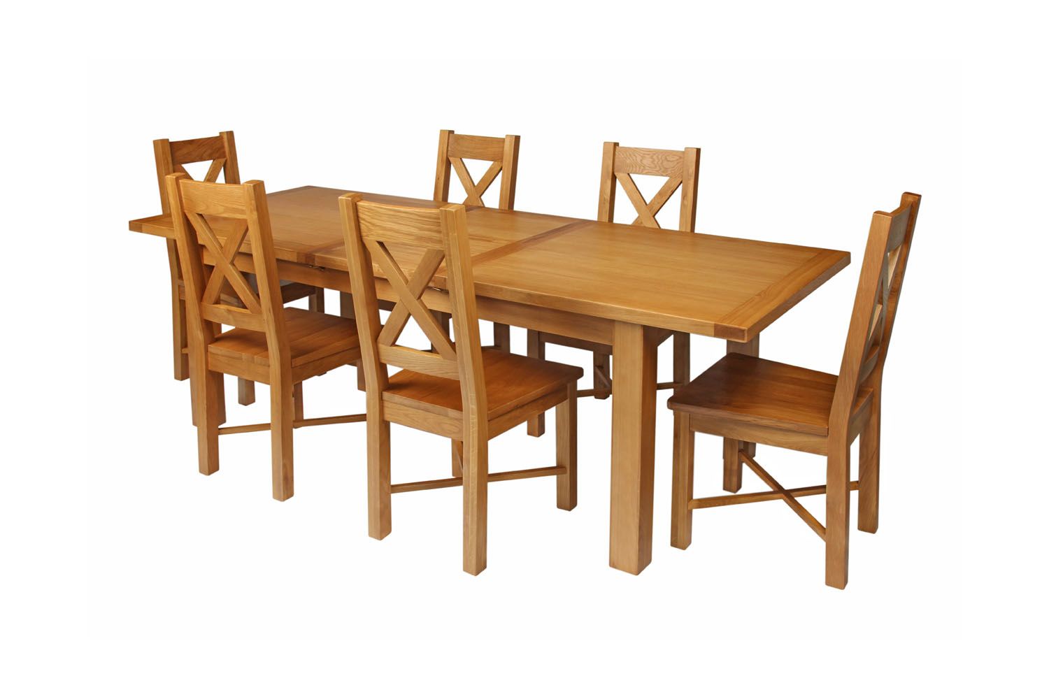 Country Oak 230cm Extending Oak Table and 6 Grasmere Timber Seat Chair Set Country Oak 230cm Extending Oak Table and 6 Grasmere Timber Seat Chair Set