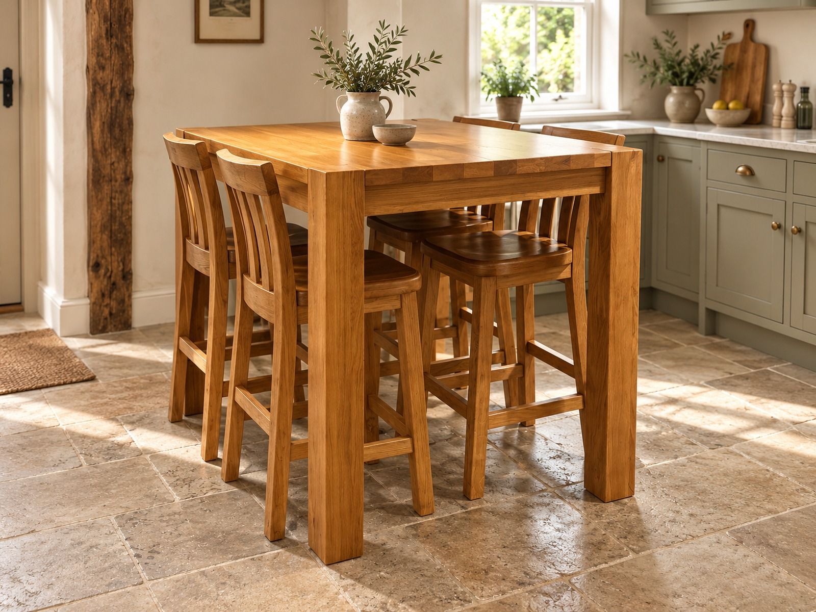 Country Oak 120cm x 80cm Tall Solid Oak Breakfast Bar Table - 20% Off Discount Code FLASH Country Oak 120cm x 80cm Tall Solid Oak Breakfast Bar Table - 20% Off Discount Code FLASH