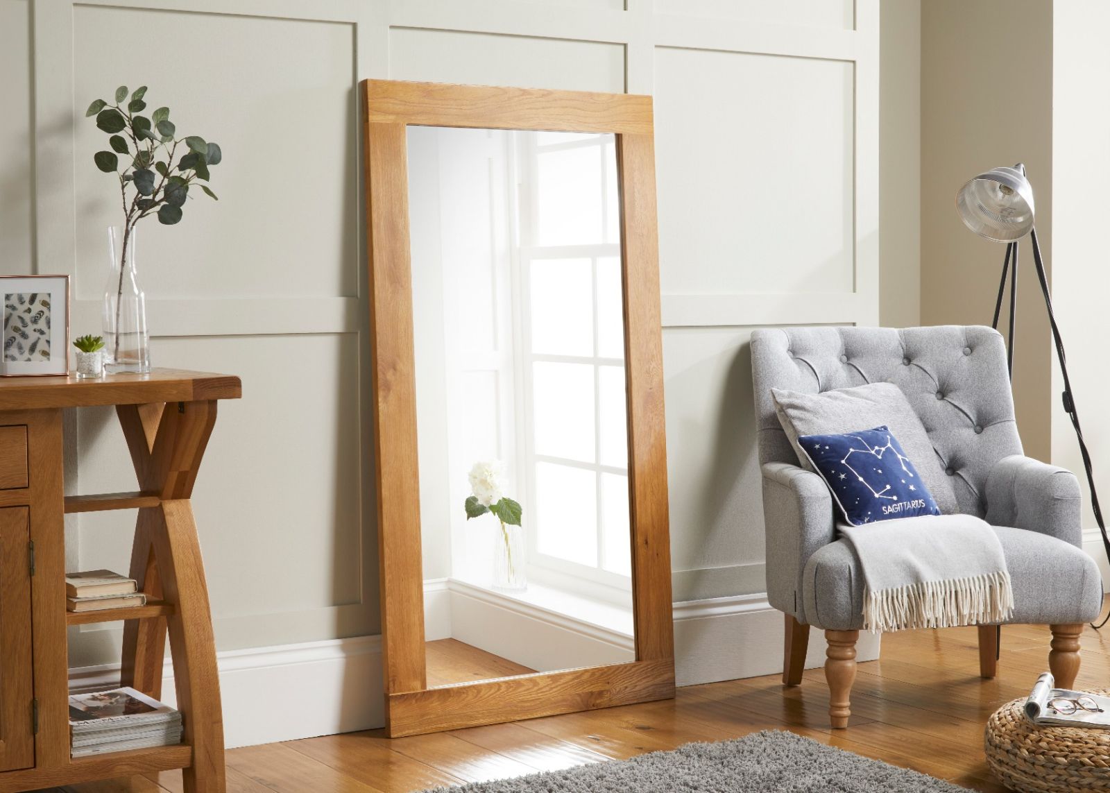 Country Oak 150cm x 80cm Oak Tall Mirror - SUMMER SALE Country Oak 150cm x 80cm Oak Tall Mirror - SUMMER SALE
