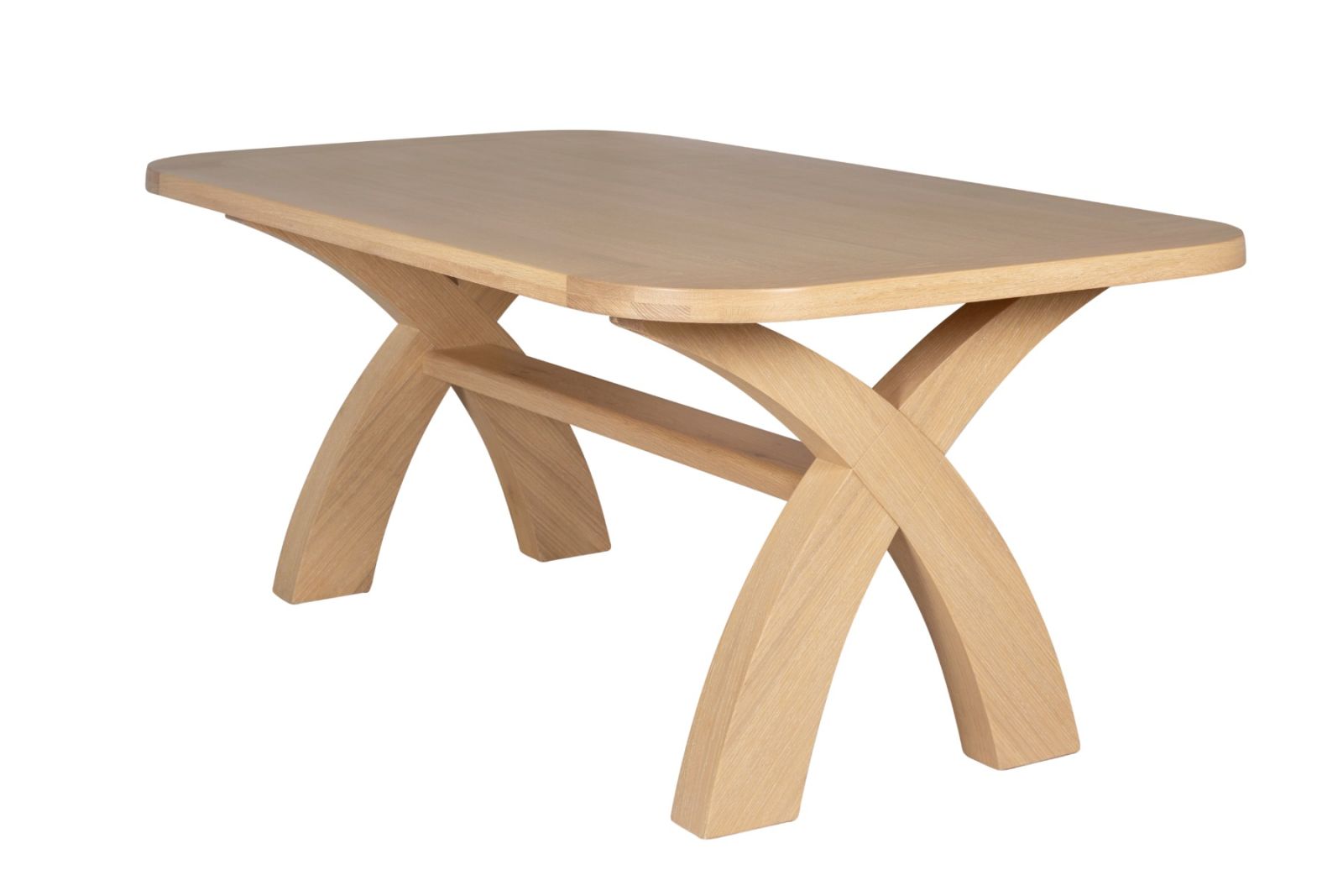 Doveridge 180cm Whitewash Limed Oak Cross Leg Dining Table Oval Corners - £100 OFF SUMMER SALE Doveridge 180cm Whitewash Limed Oak Cross Leg Dining Table Oval Corners - £100 OFF SUMMER SALE