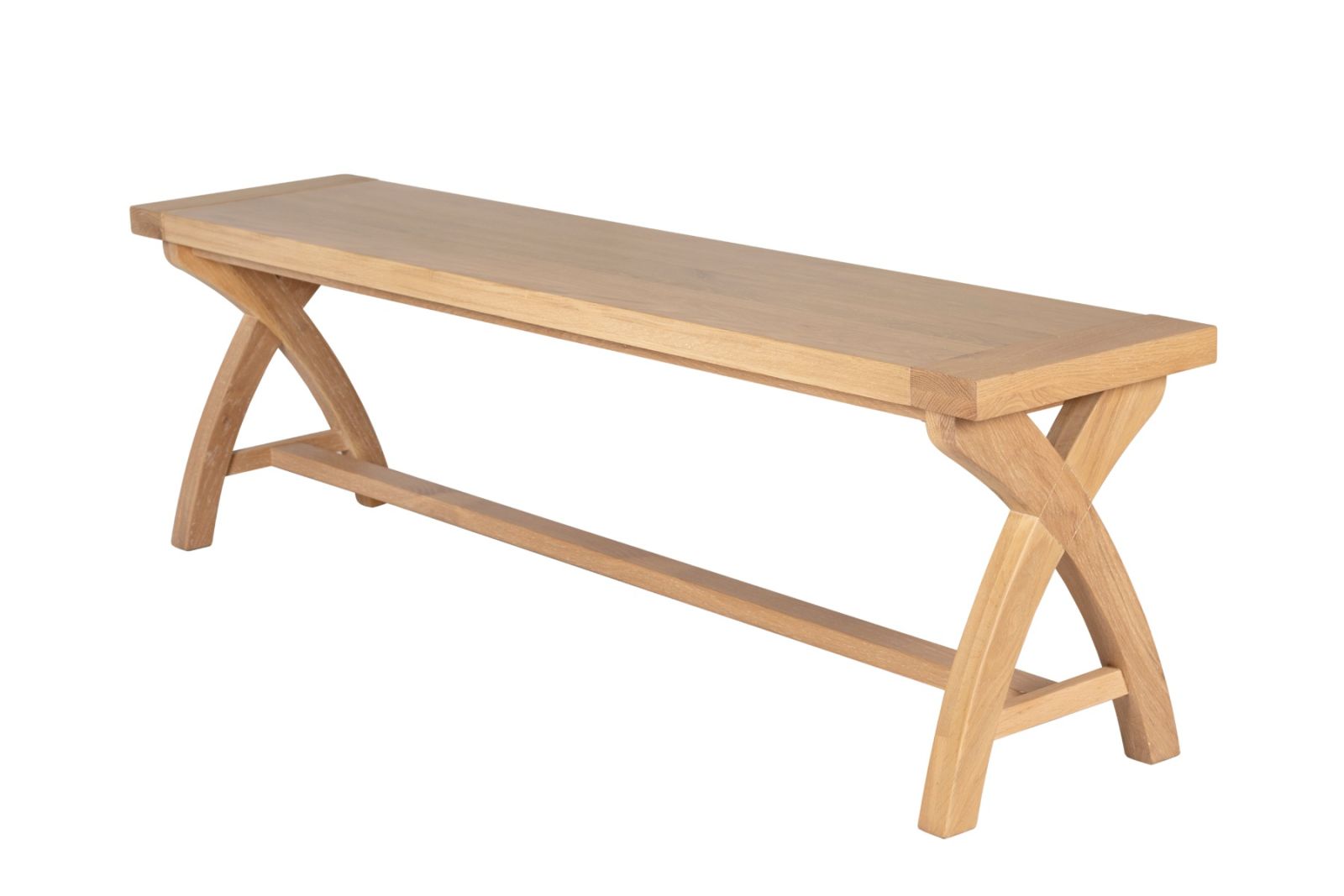 Doveridge 160cm Whitewash Solid Limed Oak Cross Leg Bench - £50 OFF FLASH SALE Doveridge 160cm Whitewash Solid Limed Oak Cross Leg Bench - £50 OFF FLASH SALE