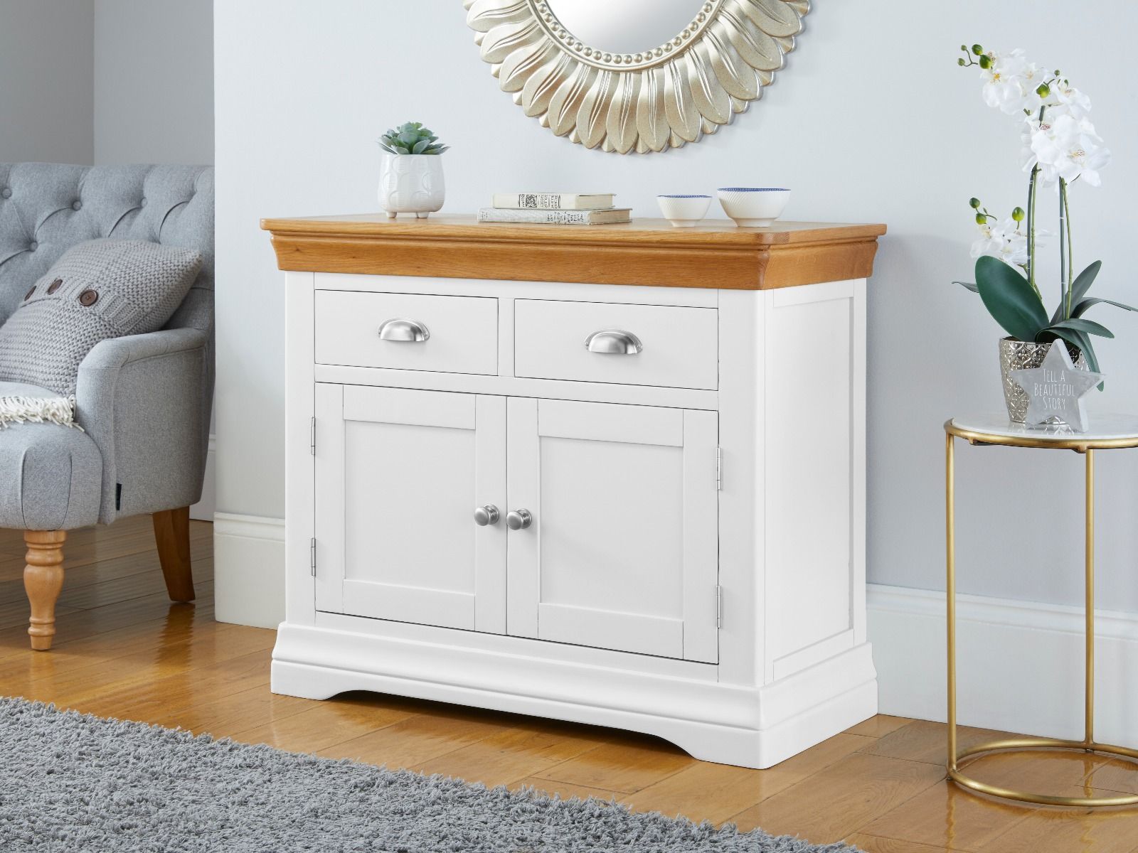 Farmhouse White Painted 100cm Assembled Oak Sideboard - 10% OFF SUMMER SALE Farmhouse White Painted 100cm Assembled Oak Sideboard - 10% OFF SUMMER SALE