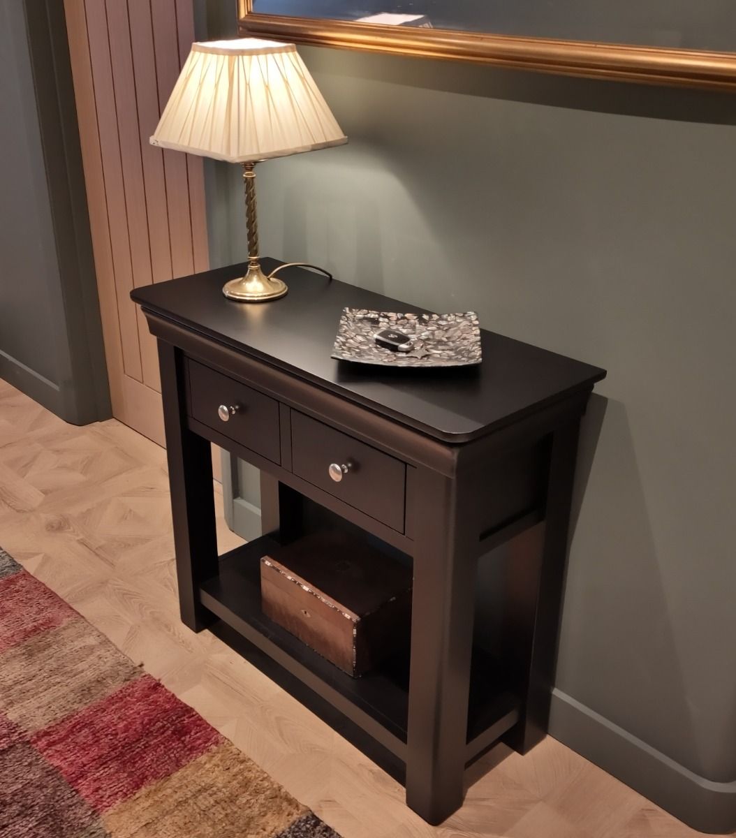 Toulouse Black Painted Console Table 2 Drawers Fully Assembled - £40 OFF FLASH SALE Toulouse Black Painted Console Table 2 Drawers Fully Assembled - £40 OFF FLASH SALE