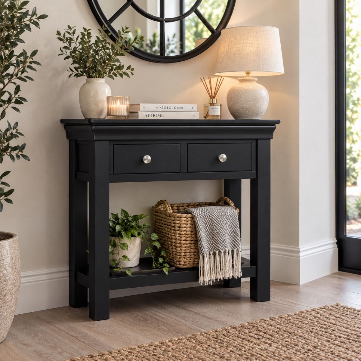 Toulouse Black Painted Console Table 2 Drawers Fully Assembled - 20% Off Discount Code FLASH Toulouse Black Painted Console Table 2 Drawers Fully Assembled - 20% Off Discount Code FLASH