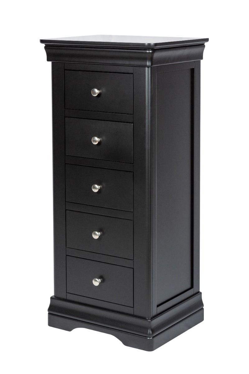 Toulouse Black Painted 5 Drawer Tallboy Chest of Drawers - £40 OFF SUMMER SALE Toulouse Black Painted 5 Drawer Tallboy Chest of Drawers - £40 OFF SUMMER SALE