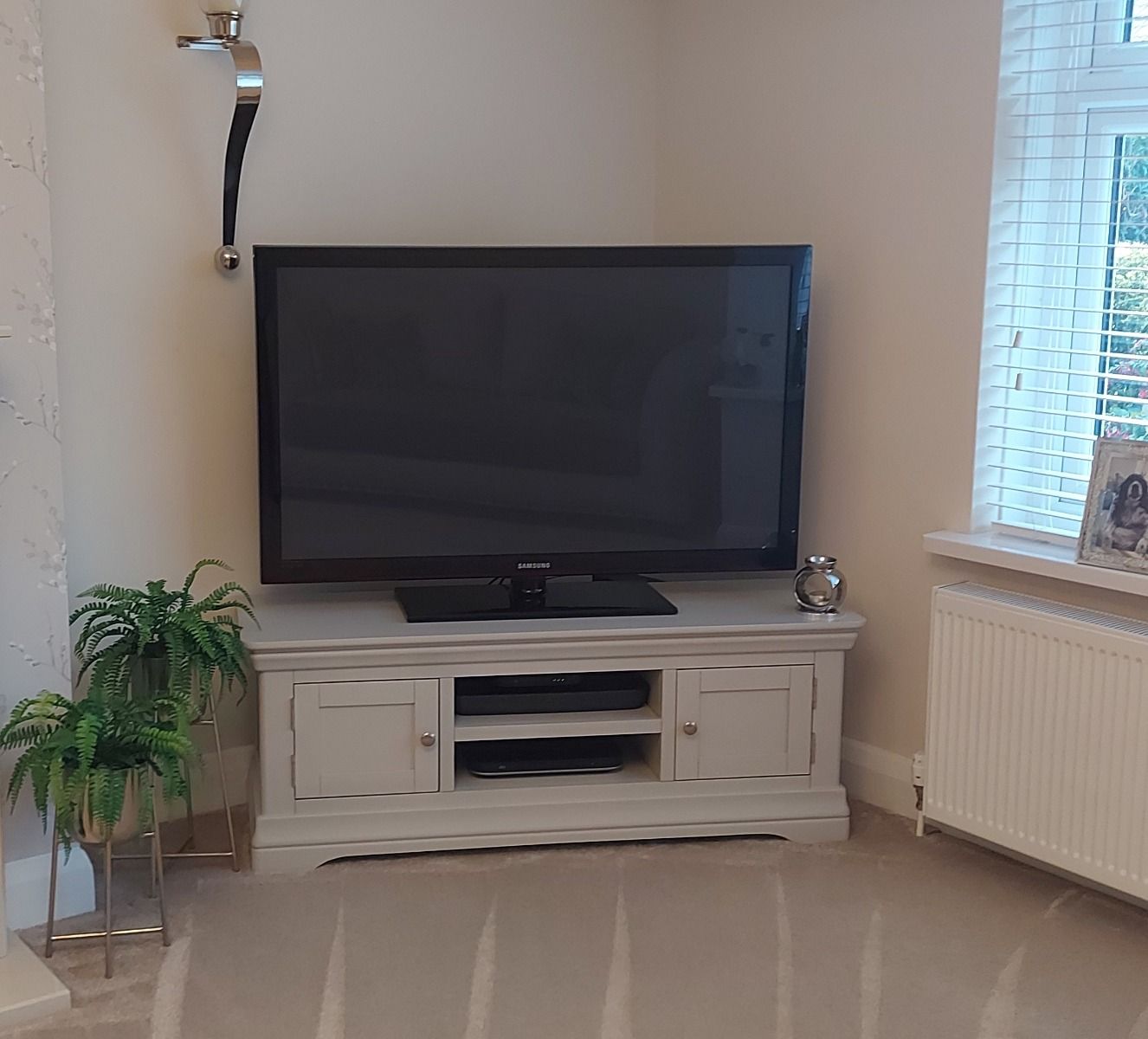 Toulouse Large Grey Painted Assembled TV Unit 2 Doors and Shelf - £40 OFF SUMMER SALE Toulouse Large Grey Painted Assembled TV Unit 2 Doors and Shelf - £40 OFF SUMMER SALE