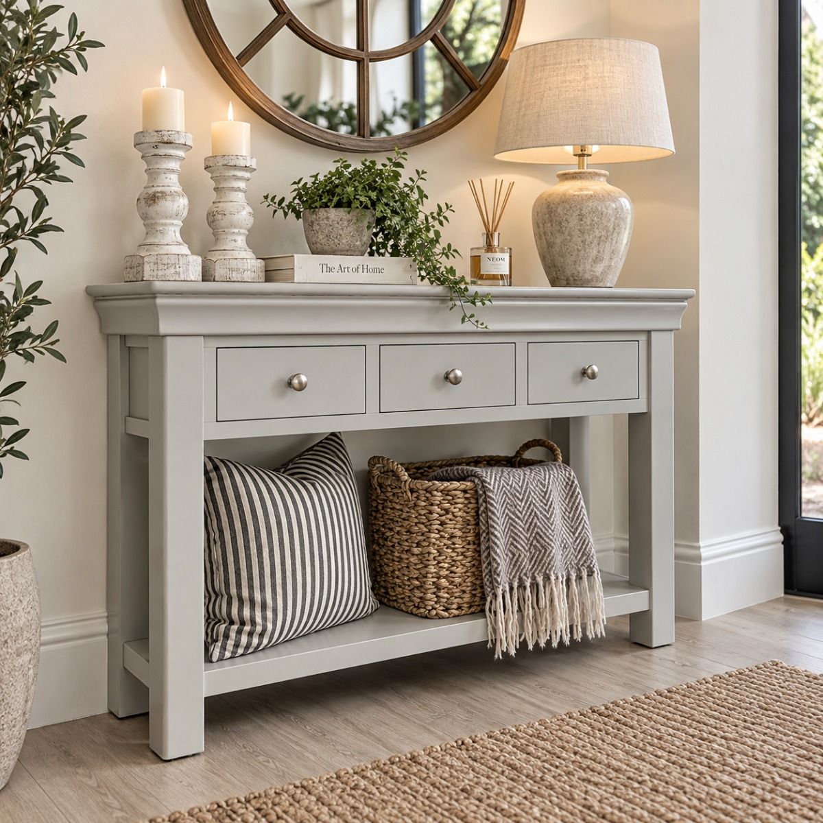 Toulouse 3 Drawer Large Grey Painted Assembled Console Table - £50 OFF AUTUMN SALE Toulouse 3 Drawer Large Grey Painted Assembled Console Table - £50 OFF AUTUMN SALE