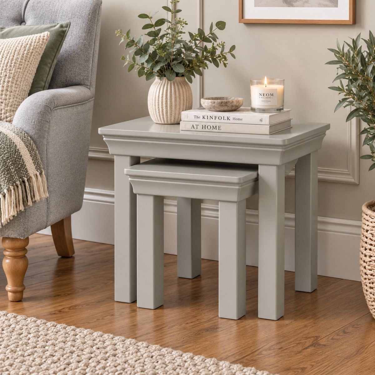 Toulouse Grey Painted Assembled Nest Of 2 Tables - AUTUMN SALE Toulouse Grey Painted Assembled Nest Of 2 Tables - AUTUMN SALE