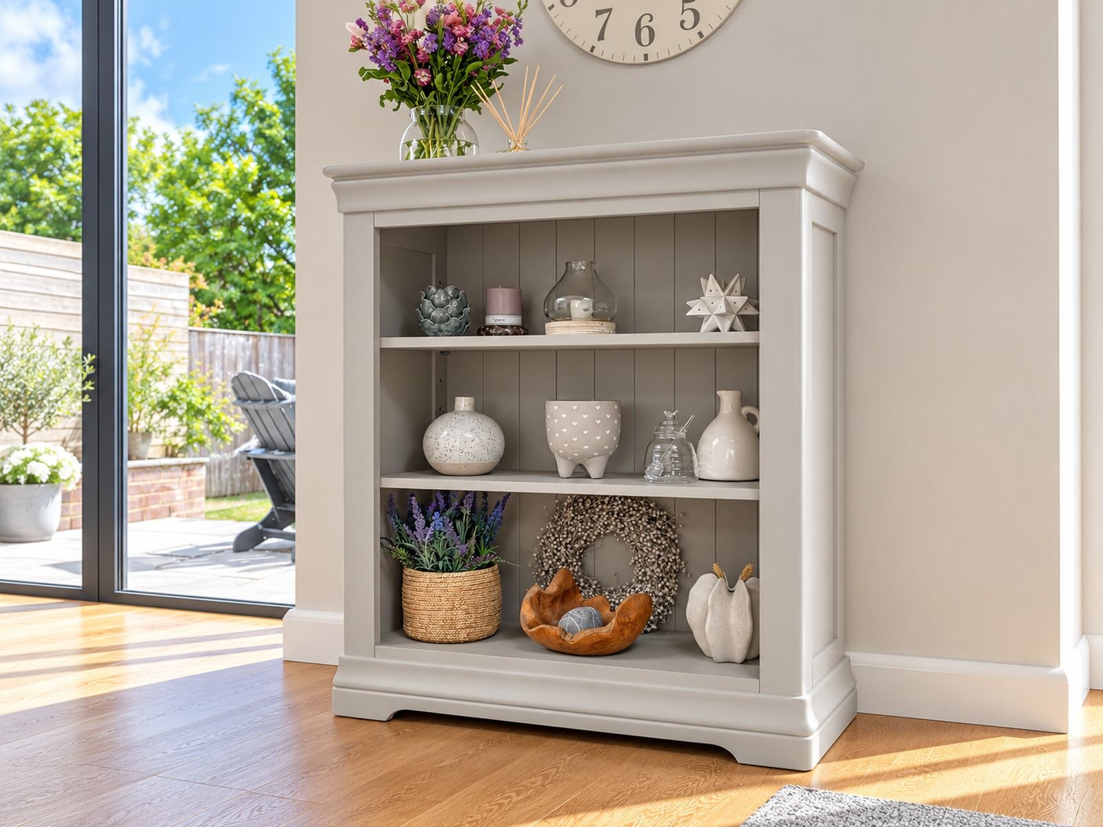 Toulouse Grey Painted Low Small Bookcase - £50 OFF AUTUMN SALE Toulouse Grey Painted Low Small Bookcase - £50 OFF AUTUMN SALE