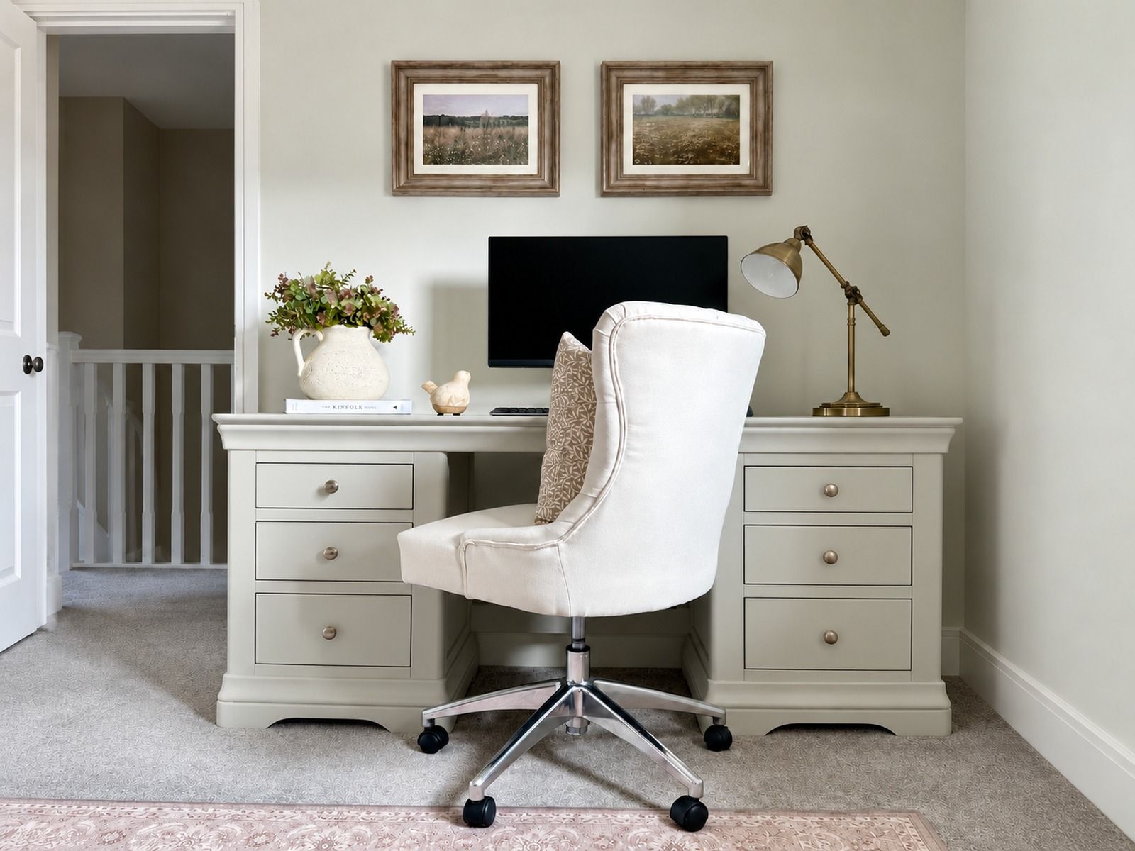 Toulouse Double Pedestal Grey Painted Large Dressing Table / Desk - Fully Assembled - 10% OFF AUTUMN SALE Toulouse Double Pedestal Grey Painted Large Dressing Table / Desk - Fully Assembled - 10% OFF AUTUMN SALE