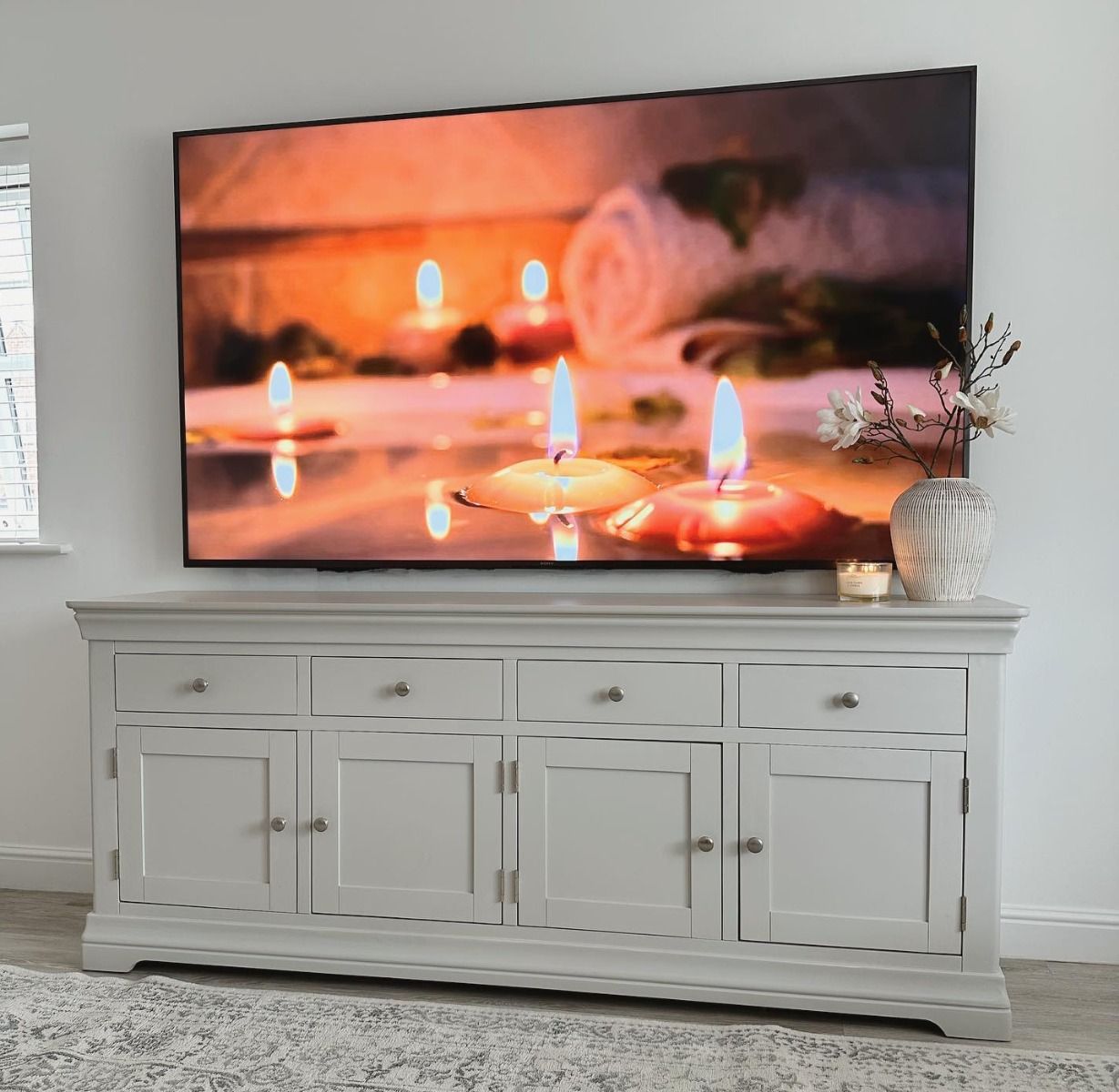 Toulouse Grey Painted 200cm Large Fully Assembled Sideboard - 20% Off Discount Code FLASH