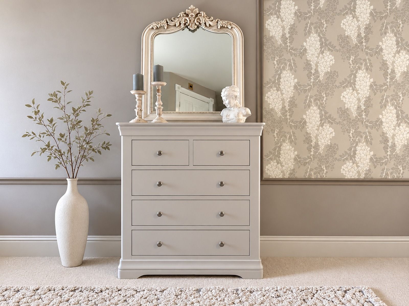 Toulouse Grey Painted 2 Over 3 Chest of Drawers - £50 OFF AUTUMN SALE Toulouse Grey Painted 2 Over 3 Chest of Drawers - £50 OFF AUTUMN SALE
