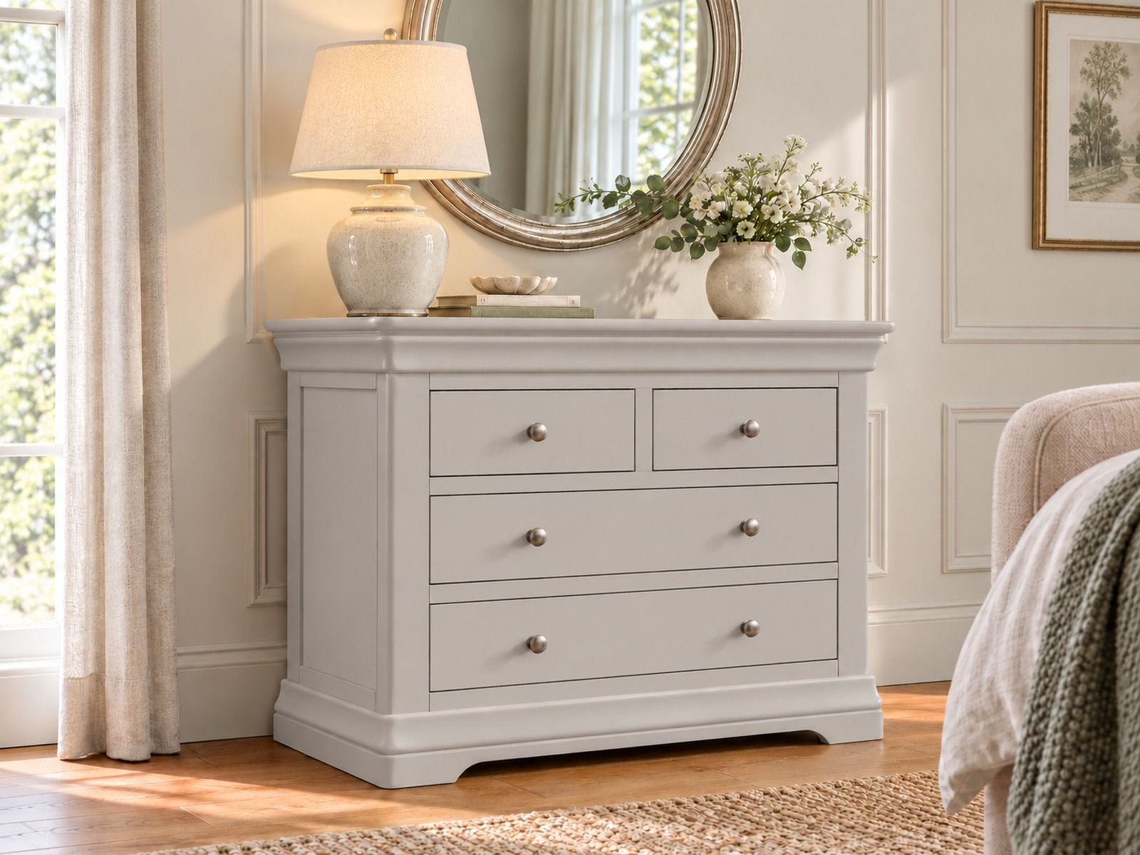 Toulouse Grey Painted 2 Over 2 Chest of Drawers - Assembled - £50 OFF AUTUMN SALE Toulouse Grey Painted 2 Over 2 Chest of Drawers - Assembled - £50 OFF AUTUMN SALE