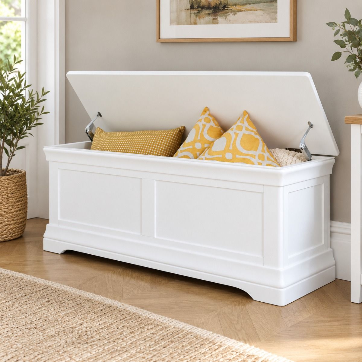 Large Toulouse White Painted Blanket Box Fully Assembled - £40 OFF AUTUMN SALE Large Toulouse White Painted Blanket Box Fully Assembled - £40 OFF AUTUMN SALE