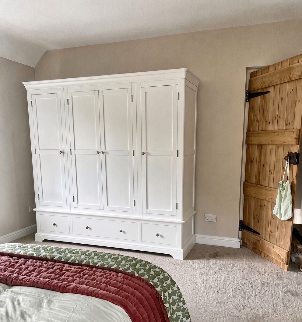 Toulouse White Painted 4 Door Quad Extra Large Wardrobe - £200 OFF SUMMER SALE