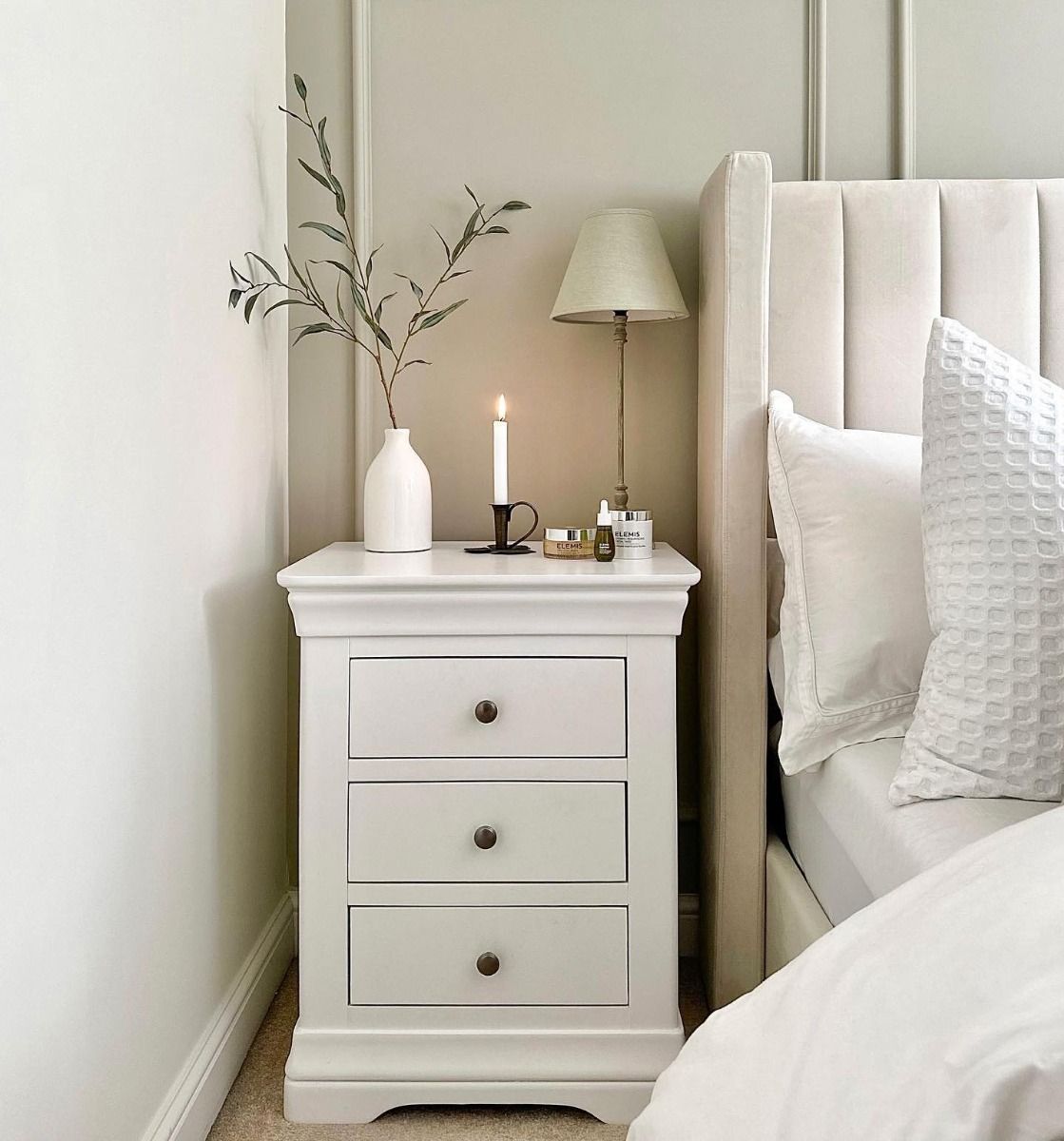 Toulouse White Painted 3 Drawer Large Grande Assembled Bedside Table - £40 OFF FLASH SALE
