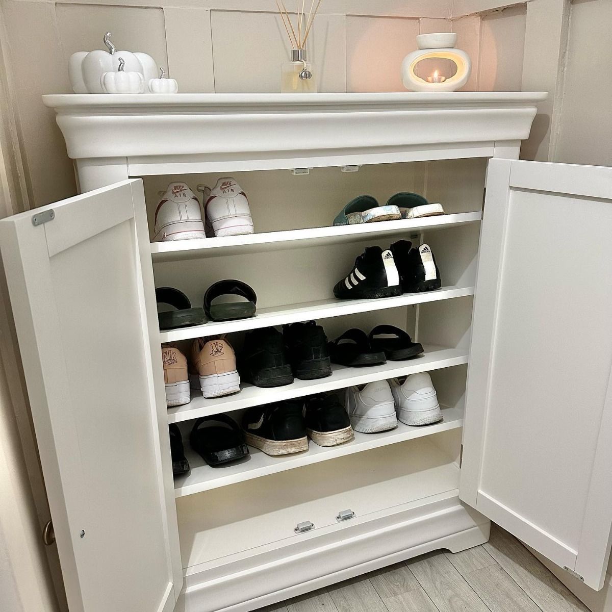 Toulouse White Painted Assembled Shoe Rack Cupboard - 20% Off Discount Code FLASH
