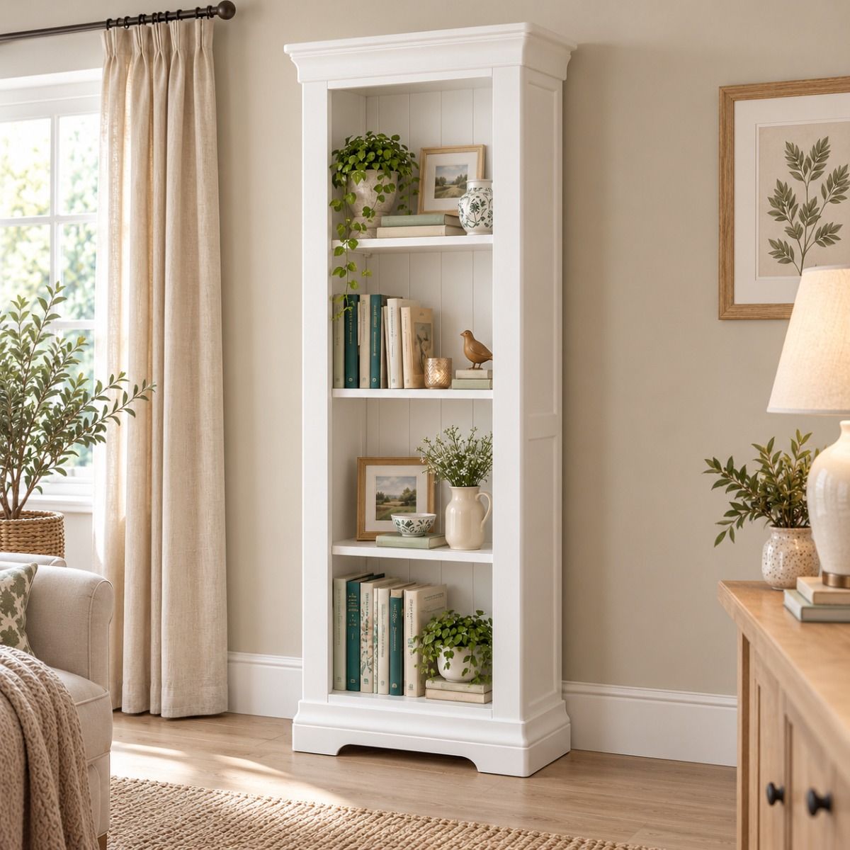 Toulouse White Painted Tall Narrow Bookcase - Fully Assembled - £30 OFF AUTUMN SALE Toulouse White Painted Tall Narrow Bookcase - Fully Assembled - £30 OFF AUTUMN SALE