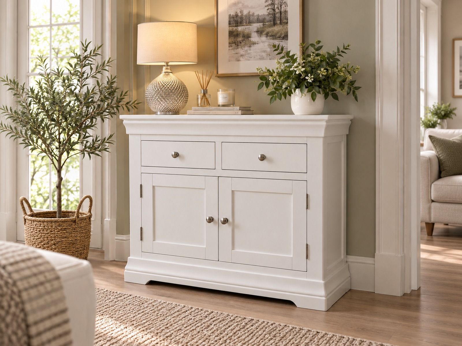 Toulouse 100cm White Painted Sideboard