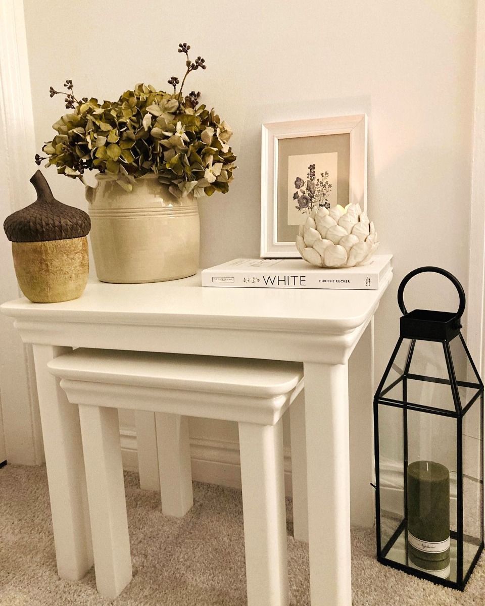 Toulouse White Painted Assembled Nest Of Two Tables - SUMMER SALE Toulouse White Painted Assembled Nest Of Two Tables - SUMMER SALE