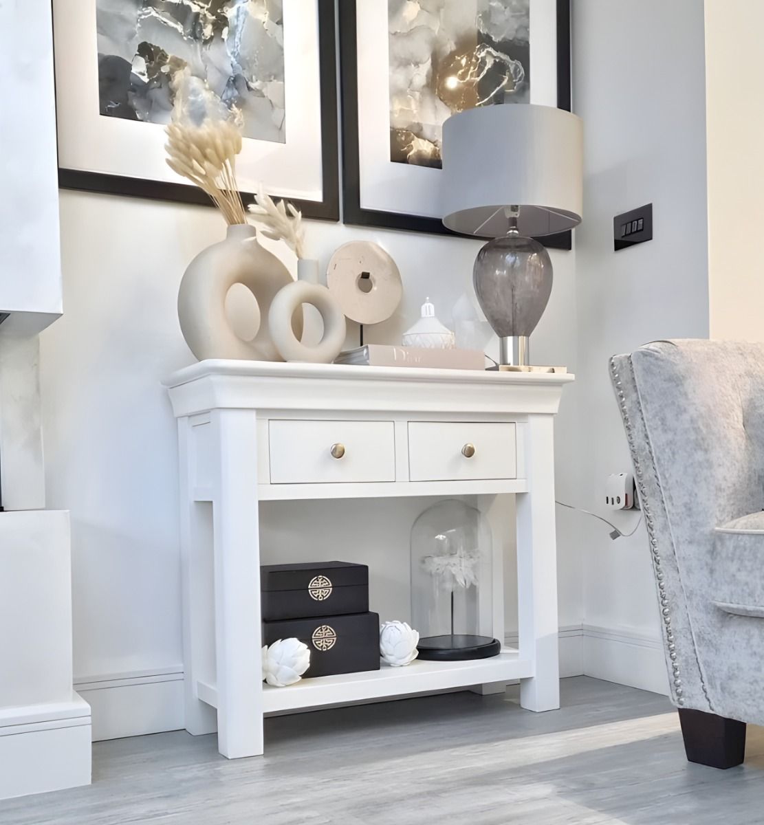 Toulouse White Painted Assembled Console Table 2 Drawers - £50 OFF SUMMER SALE Toulouse White Painted Assembled Console Table 2 Drawers - £50 OFF SUMMER SALE
