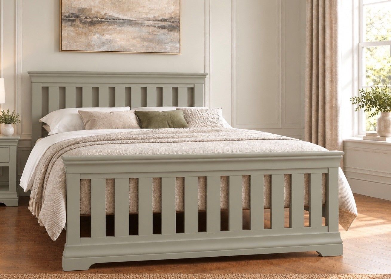 Heritage Grey Painted Slatted Kingsize Bed - SPECIAL OFFER