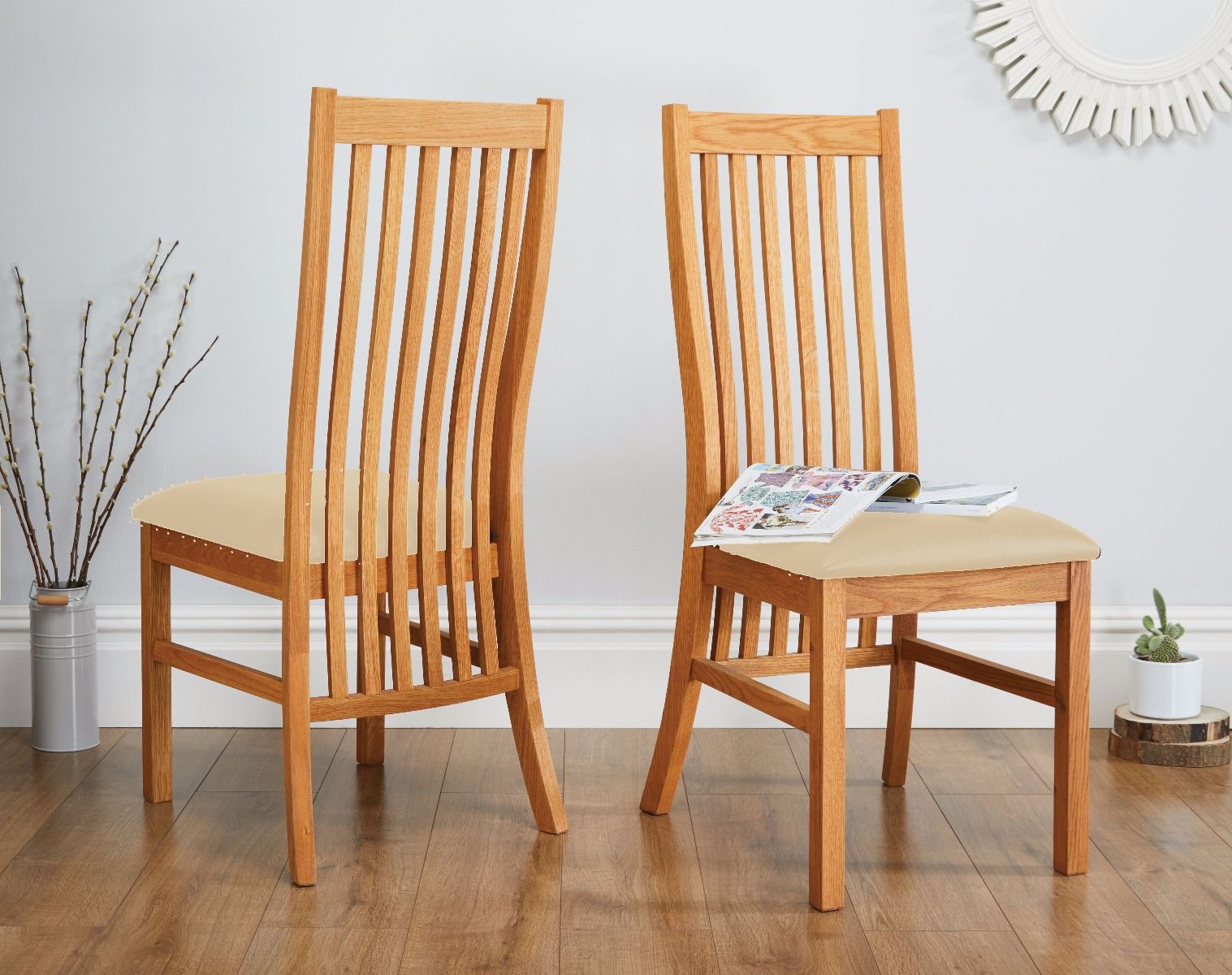 Lichfield Cream Leather Solid Oak Dining Room Chair - 10% OFF SUMMER SALE Lichfield Cream Leather Solid Oak Dining Room Chair - 10% OFF SUMMER SALE