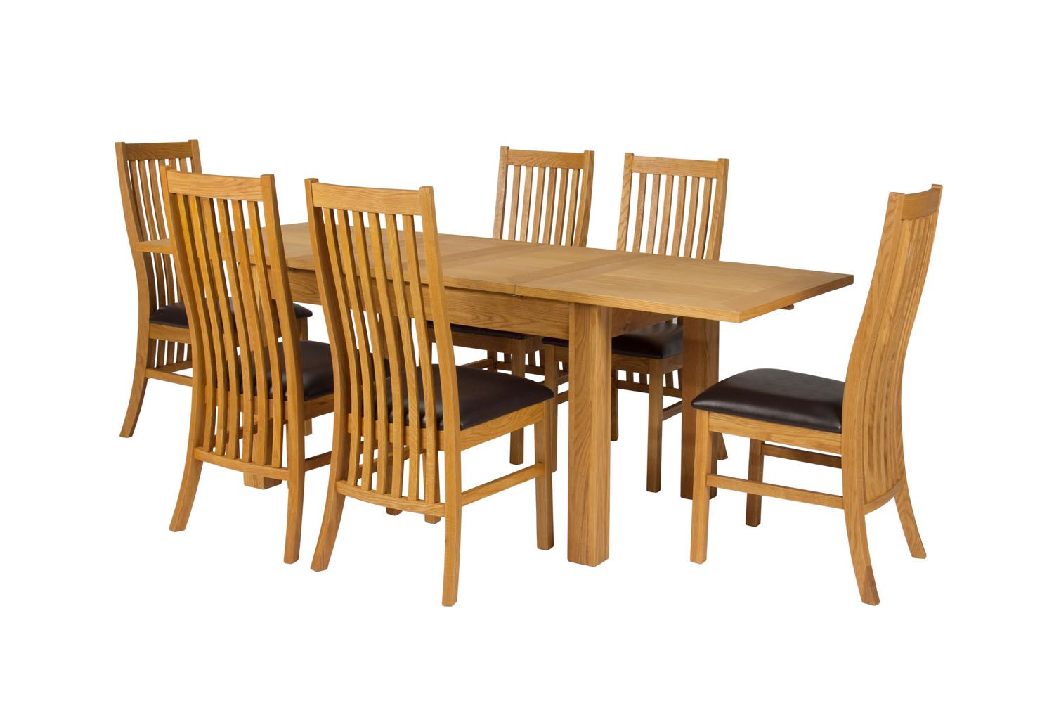 Lichfield 210cm Double Extending Table 6 Lichfield Brown Leather Chair Set Lichfield 210cm Double Extending Table 6 Lichfield Brown Leather Chair Set