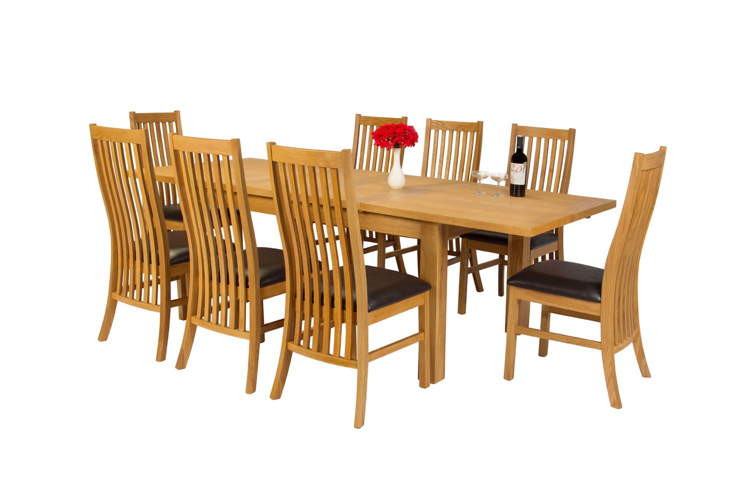 Lichfield 240cm Double Extending Table 8 Lichfield Brown Leather Chair Set Lichfield 240cm Double Extending Table 8 Lichfield Brown Leather Chair Set
