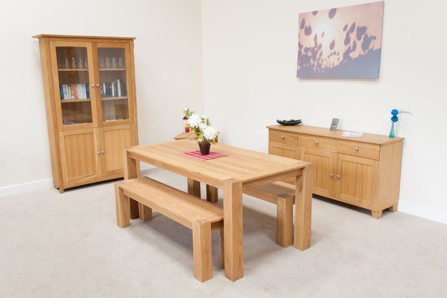Cambridge 180cm Oak Table & 2 x 150cm Cambridge Benches Cambridge 180cm Oak Table & 2 x 150cm Cambridge Benches