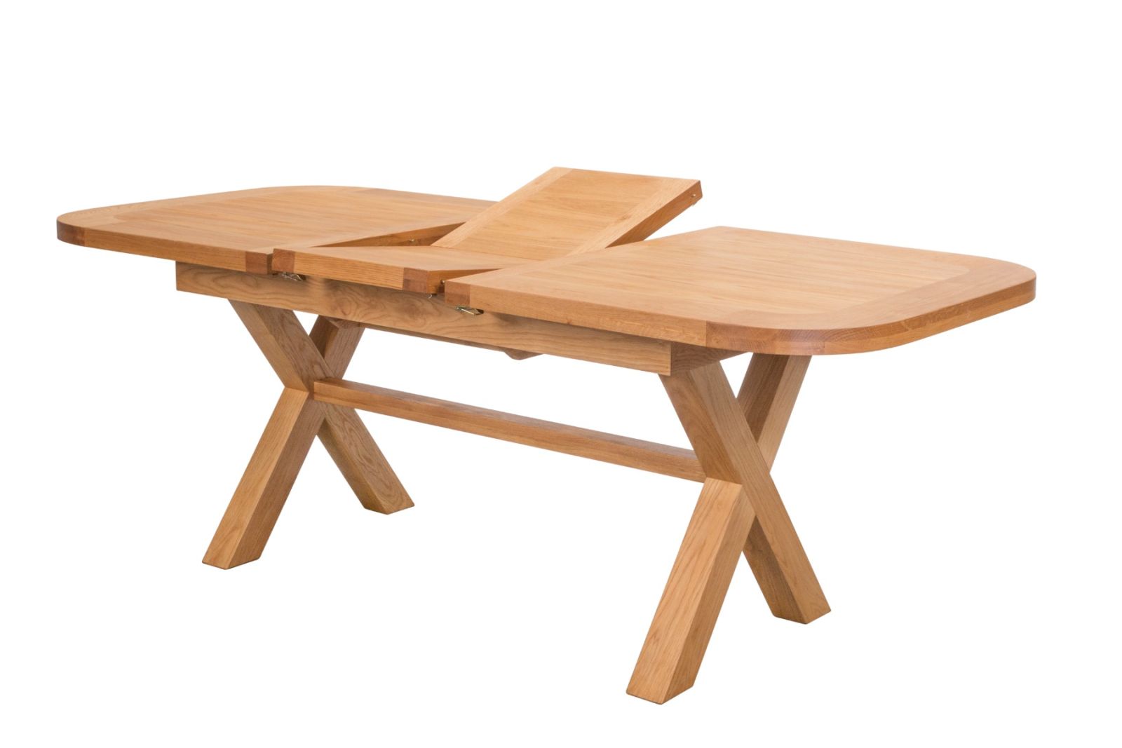 Provence 1.6m to 2.0m Cross Leg Oak Extending Dining Table with Oval Corners - 20% Off Discount Code FLASH