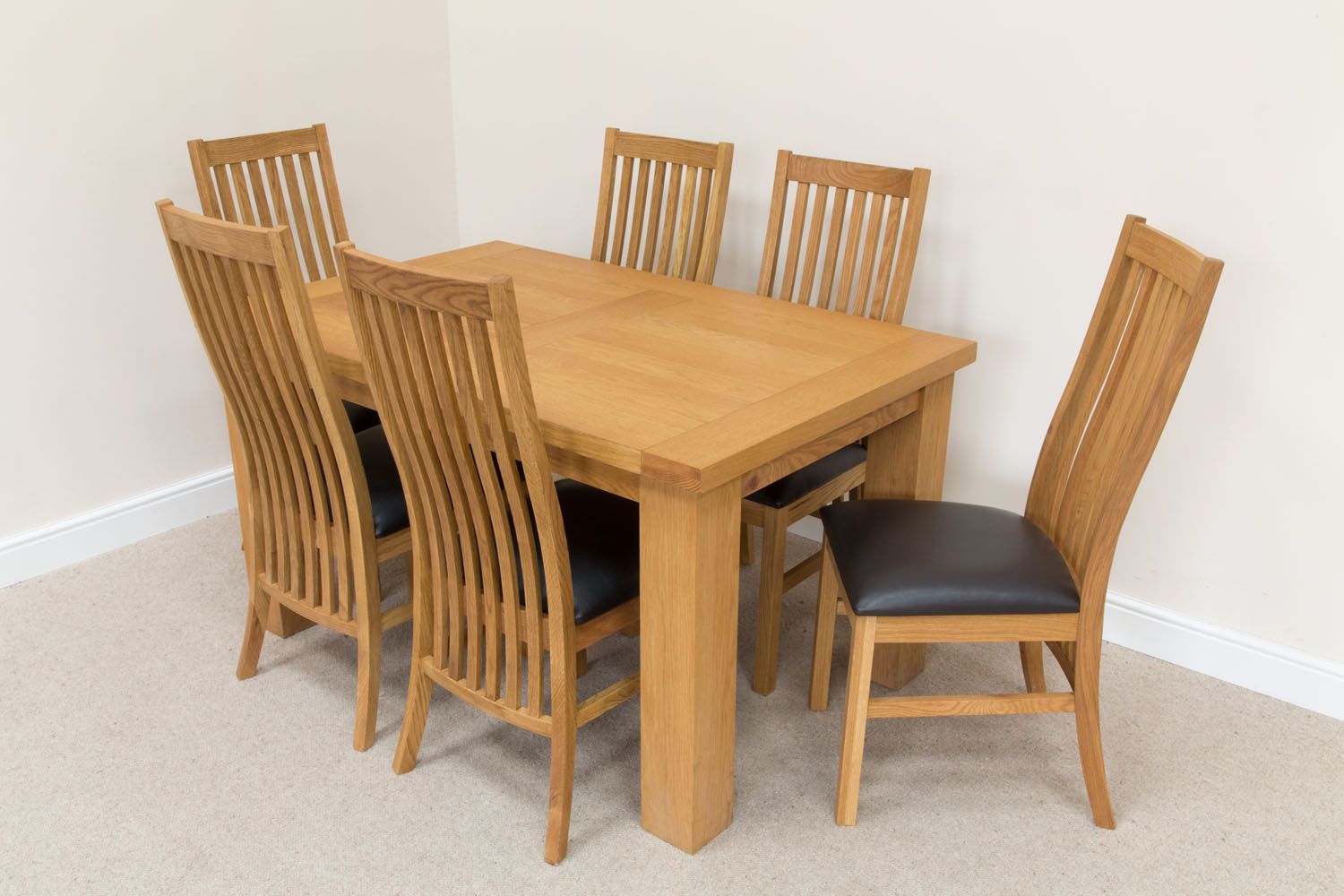 Riga 1.4m Oak Table Set 6 Lichfield Brown Leather Dining Chairs Set Riga 1.4m Oak Table Set 6 Lichfield Brown Leather Dining Chairs Set