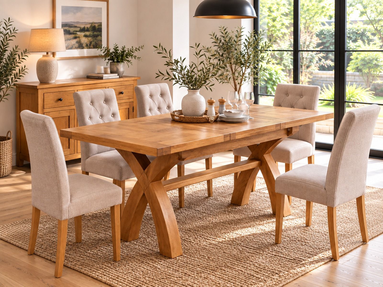 Country Oak 130cm-180cm Cross Leg Butterfly Extending Dining Table - £50 OFF AUTUMN SALE Country Oak 130cm-180cm Cross Leg Butterfly Extending Dining Table - £50 OFF AUTUMN SALE