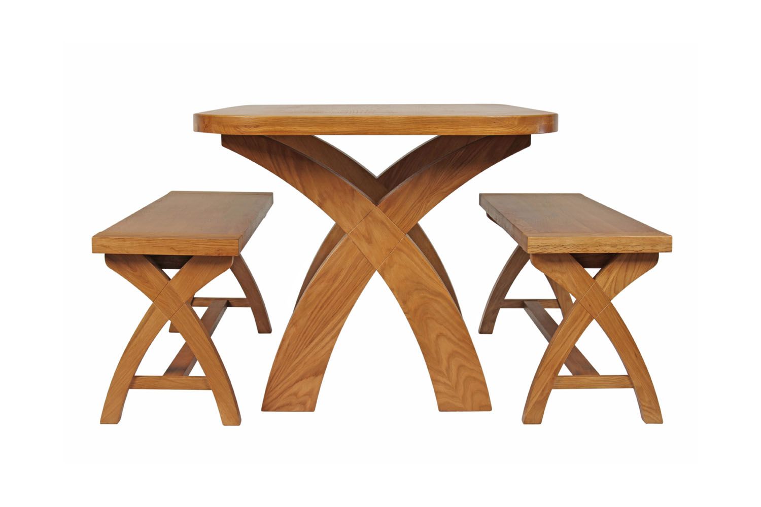Country Oak 140cm X Leg Oval Table and 2 1.2m X Leg Country Oak Benches - SUMMER SALE Country Oak 140cm X Leg Oval Table and 2 1.2m X Leg Country Oak Benches - SUMMER SALE
