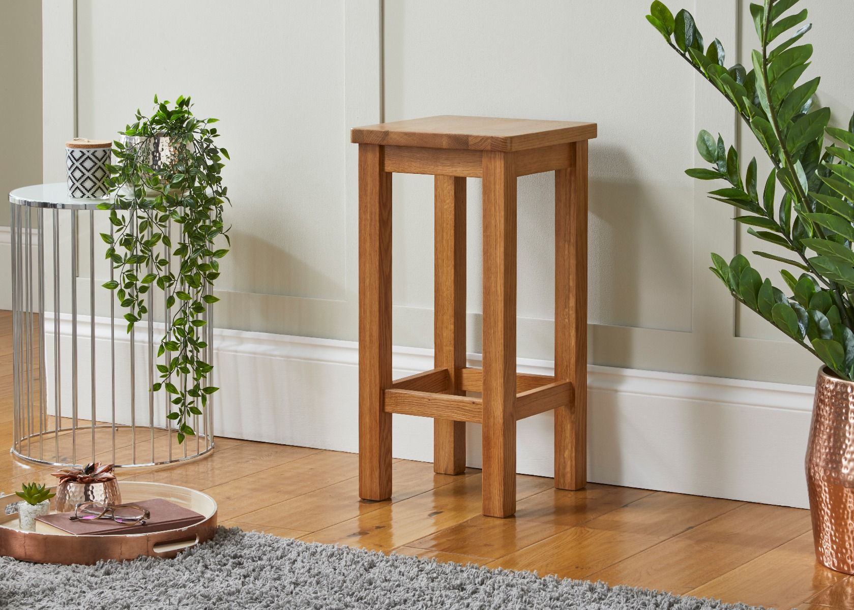 Baltic Solid Oak Assembled Bar Stool Timber Seat - Spring sale