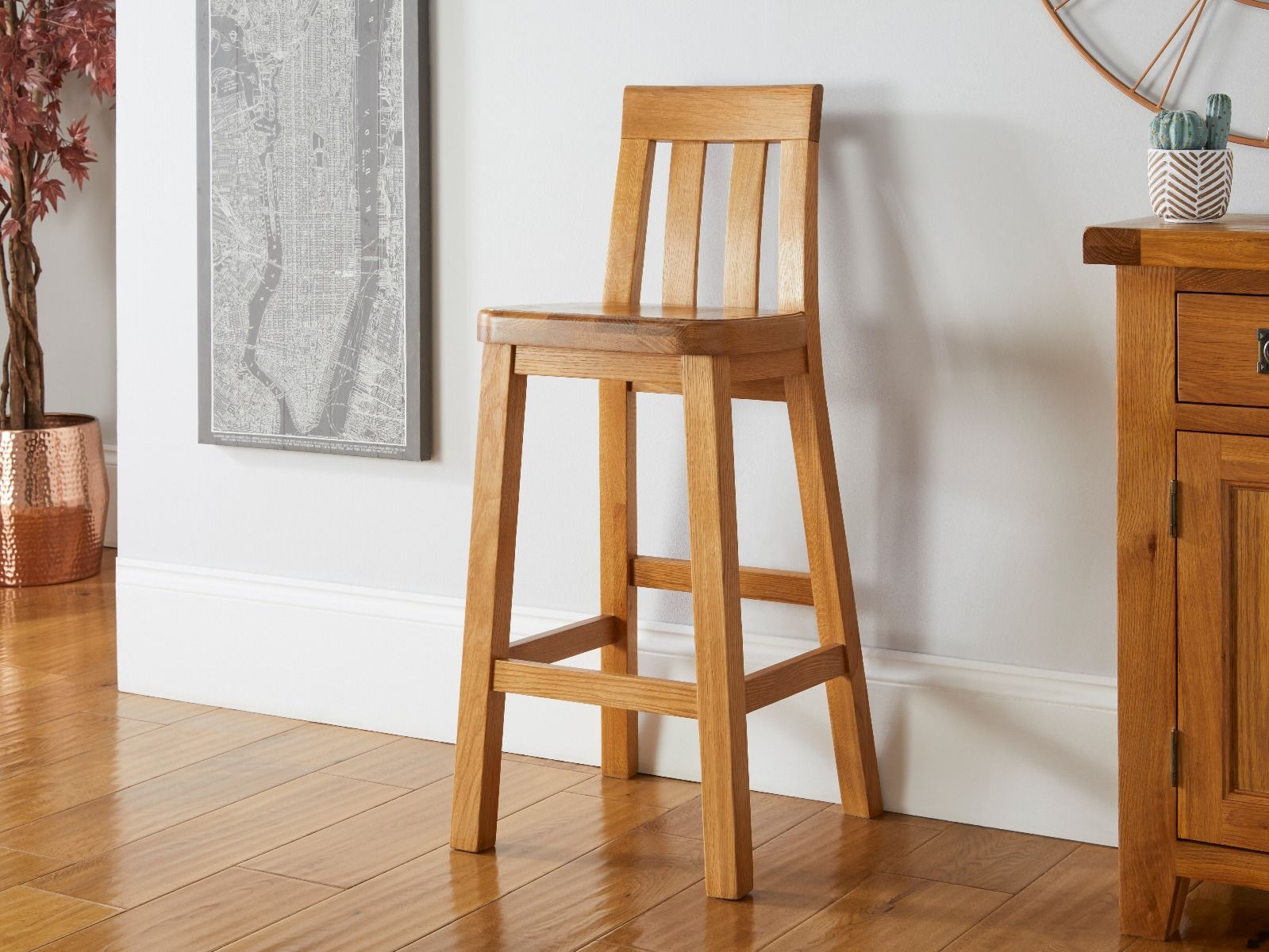Billy Solid Oak Fully Assembled Kitchen Bar Stool - Spring sale