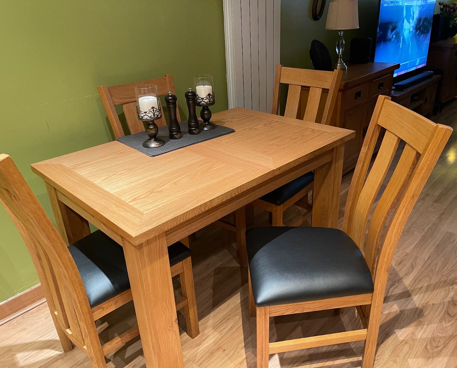 Churchill Black Leather Oak Dining Chair - Spring sale