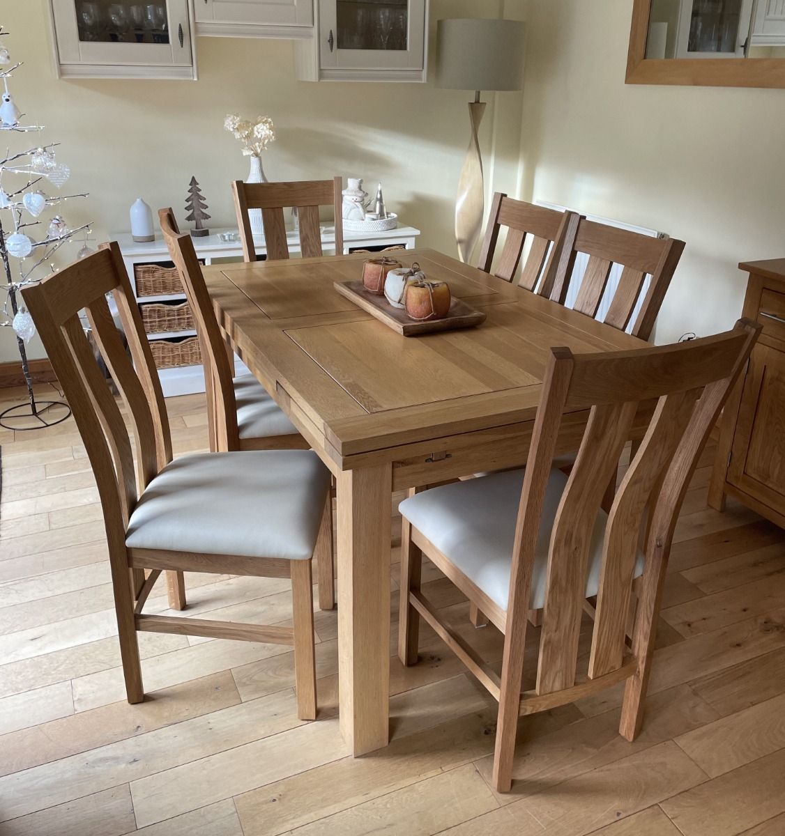 Churchill Solid Oak Cream Leather Chair - Spring sale