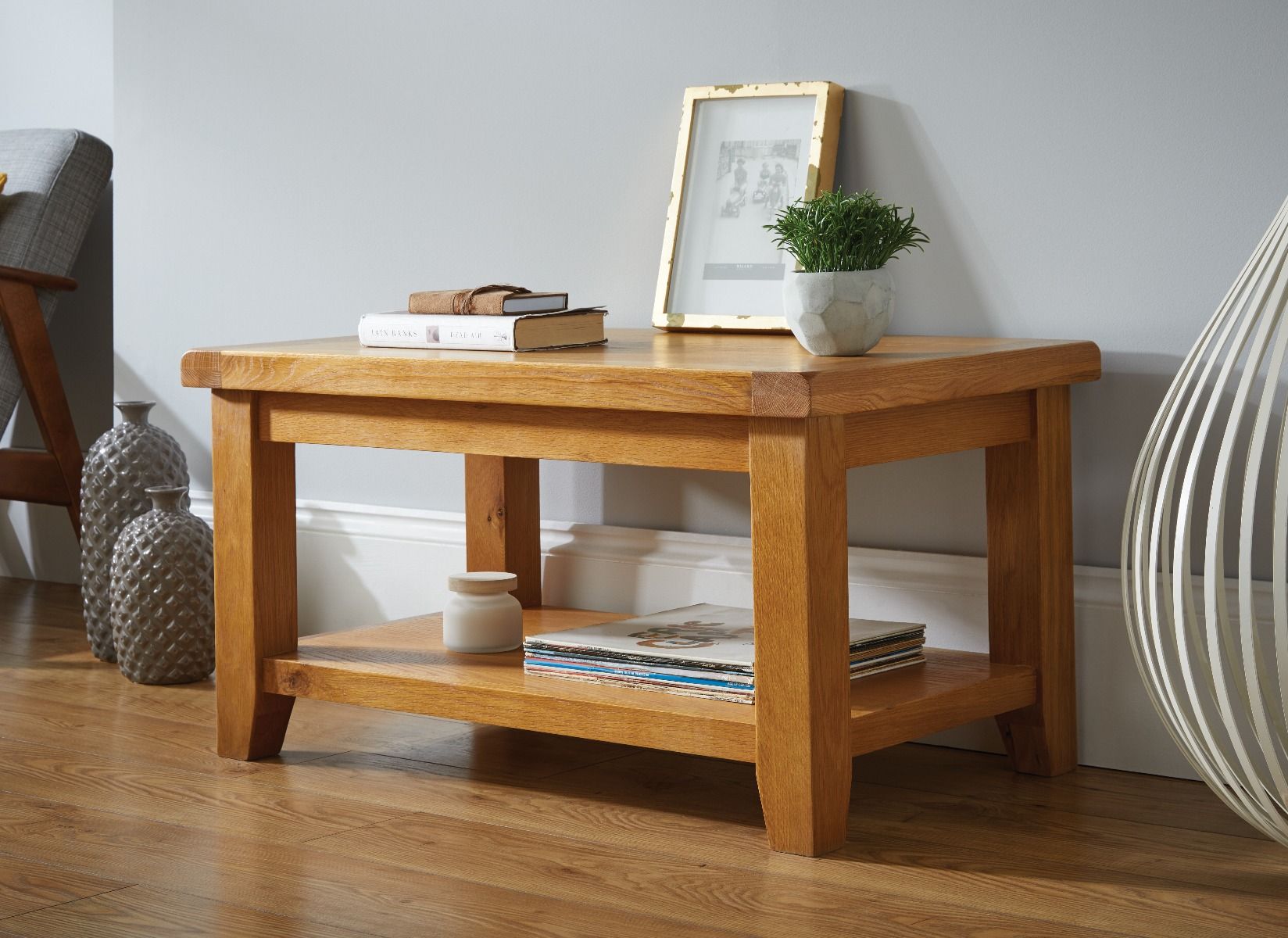 Country Oak Coffee Table with Shelf - Spring sale