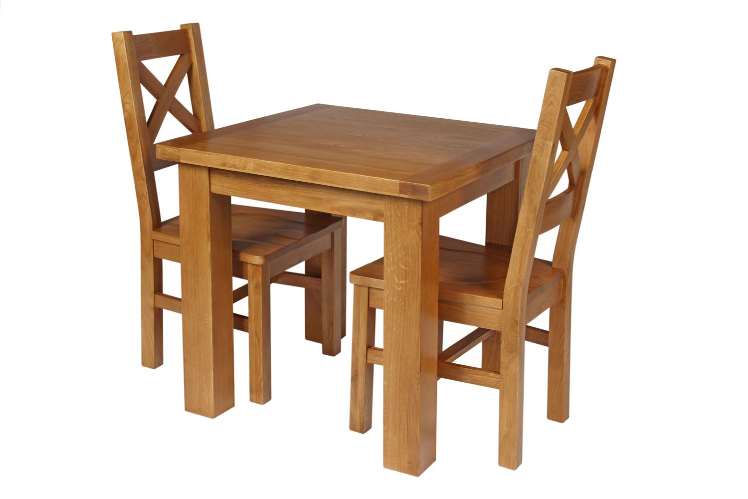 Country Oak 80cm Oak Table and 2 Windermere Oak Seat Chair Set