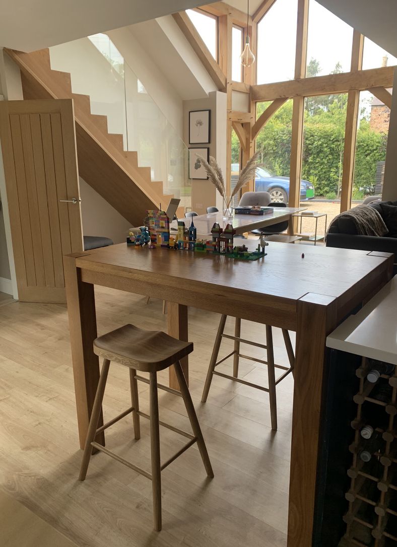 Country Oak Tall Chunky 120cm Breakfast Bar Table - Spring sale