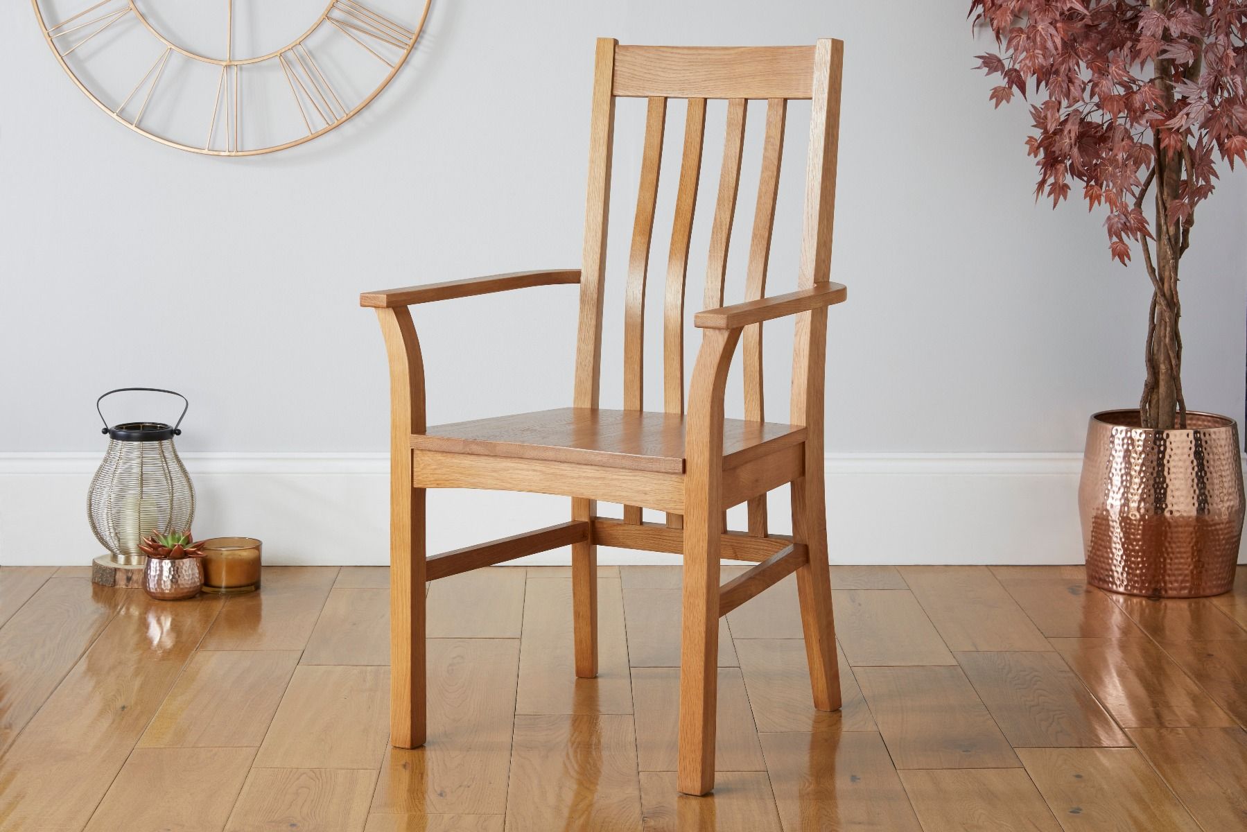 Chelsea Solid Oak Timber Seat Carver Dining Chair - Spring sale
