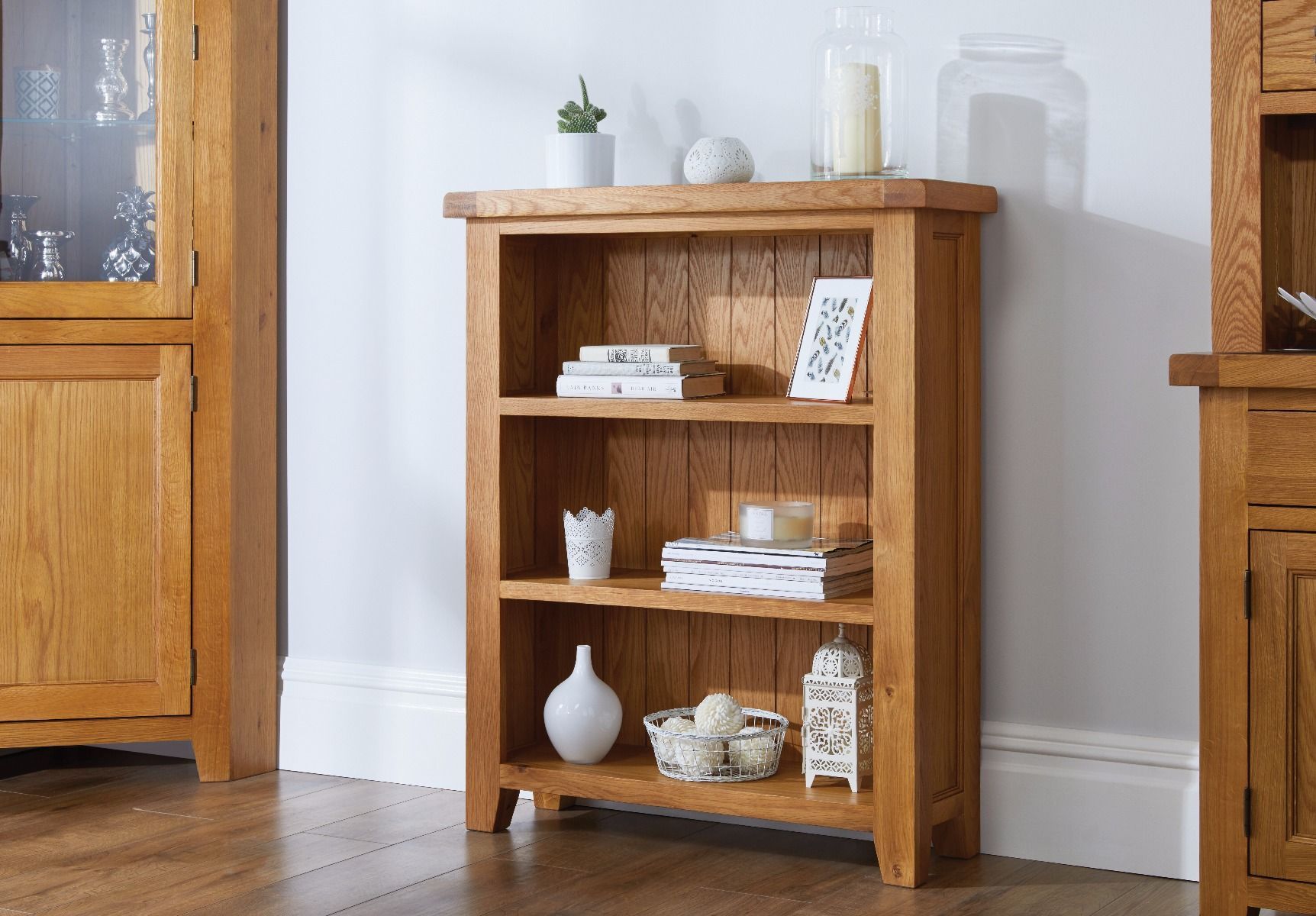 Country Oak Small Low Bookcase - Spring sale