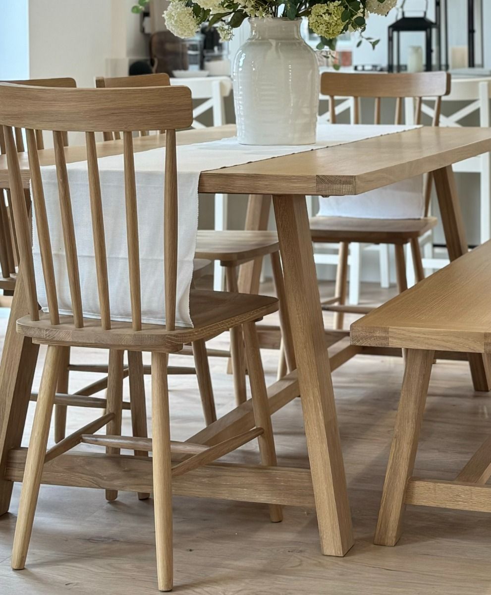 Doveridge Whitewash Limed Oak Spindleback Dining Chair - Spring sale
