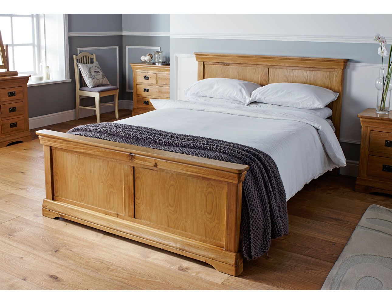 Farmhouse Country Oak 5 Foot King Size Oak Bed - Spring sale